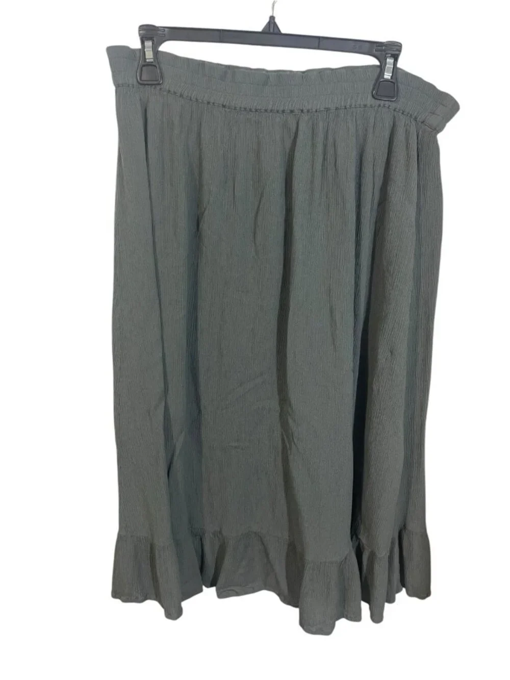 BOBEAU Women's Size Medium Gauzy Midi Skirt in Green-Gray